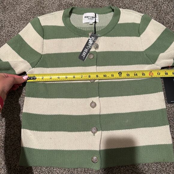 VELVET HEART Women's Stripe Cardigan Size S In Ivory Multi - Picture 12 of 15